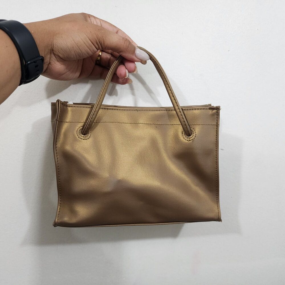 Victoria's Secret Jelly Metallic Gold Mini Handbag Structured Top-Handle 7x6x2